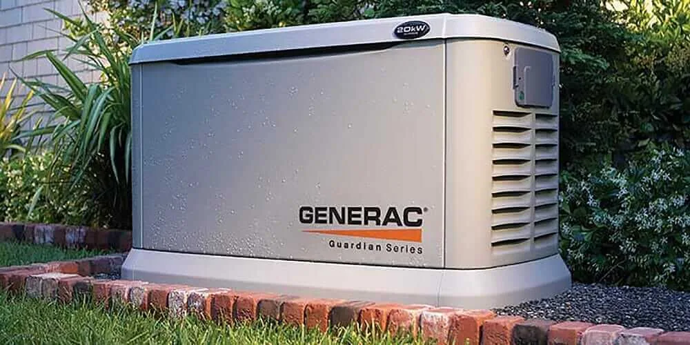 Generac Guardian Series 20kW home standby generator installed beside a house