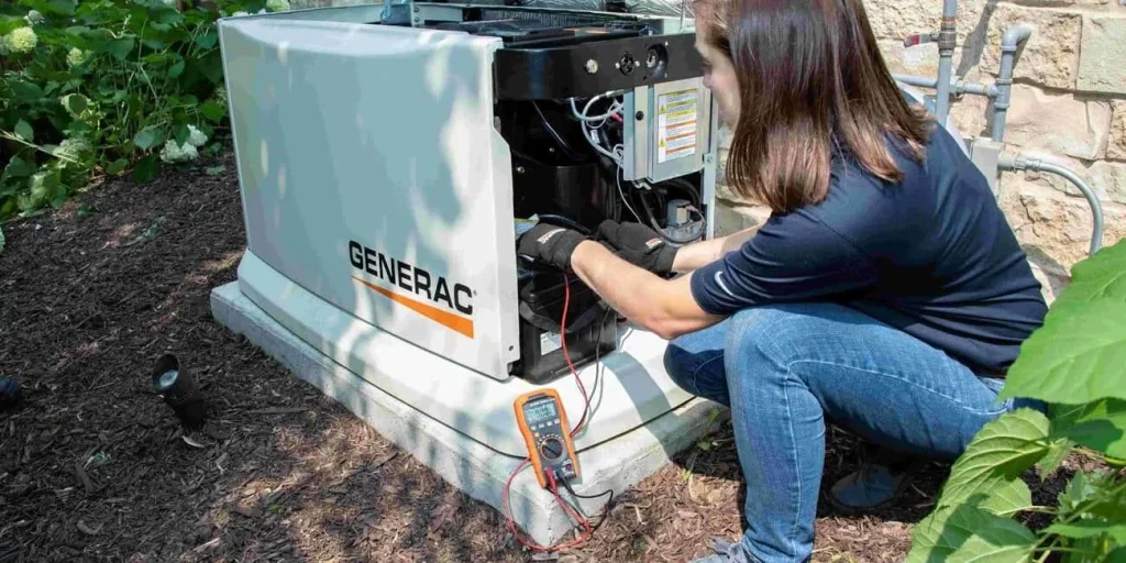 Generac generator opened for maintenance and warranty service work
